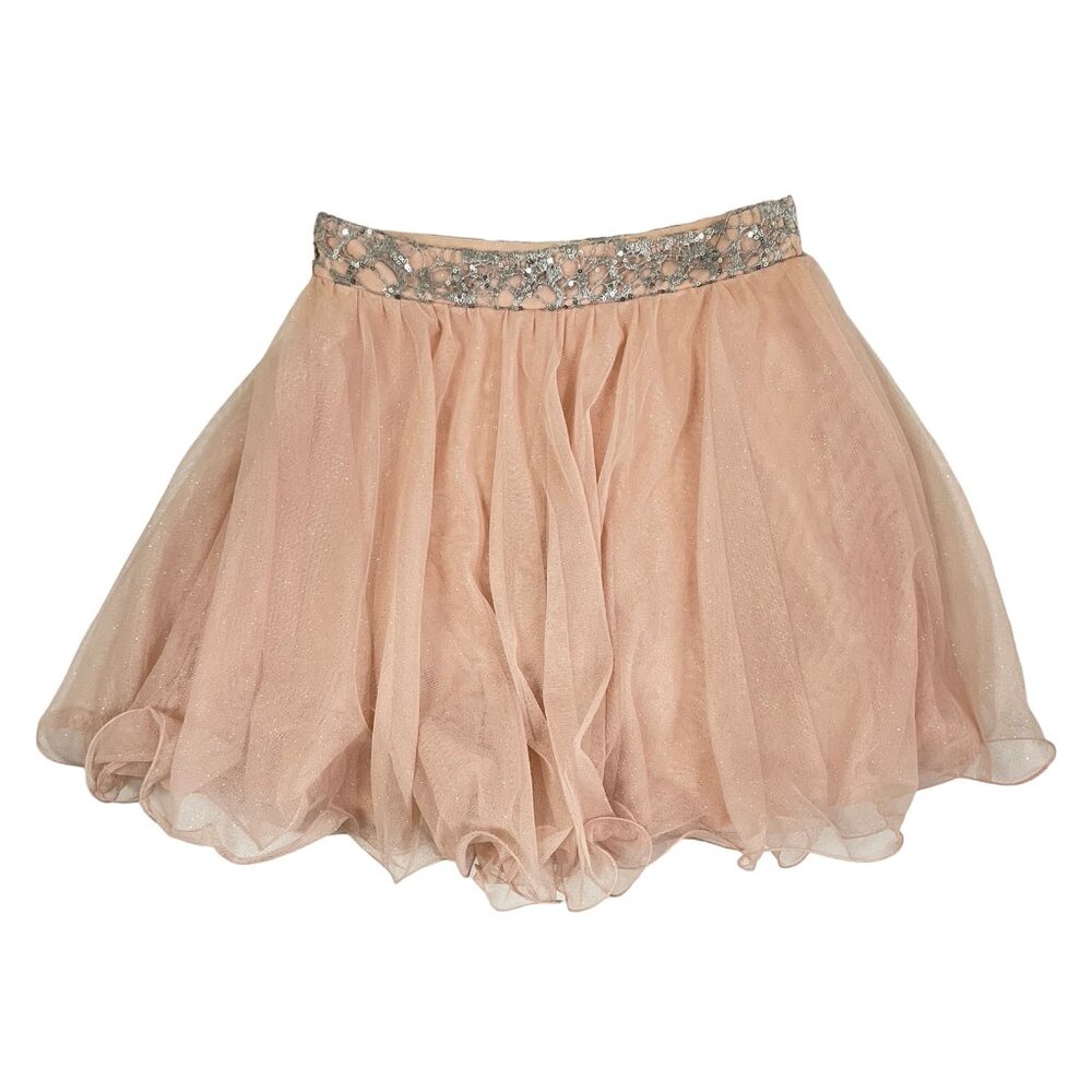 LOVE REIGN Skirt Pink Sparkly Sequin Tulle Formal Junior Size 5 Flare Lined NWOT